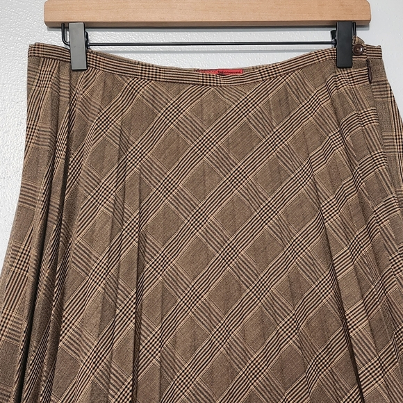 Anthropologie Tapemeasure Floral Lace Pleated Plaid Midi Skirt Size 6 Academia - Picture 4 of 12